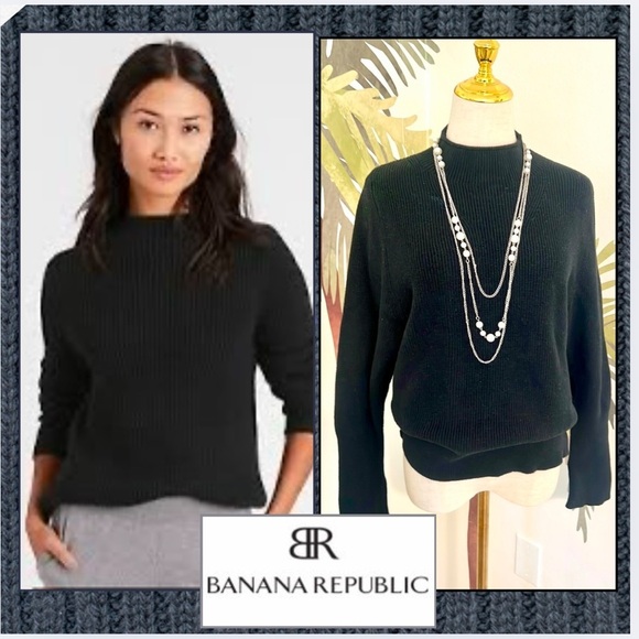 Banana Republic Sweaters - Banana Republic,Black, Softly Ribbed, Stretch, Excellent Wardrobe Add, Size Med